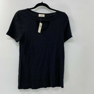 T.la anthropologie black cut out tunic top M NWT